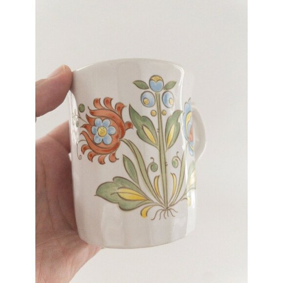 Set Of 2 Vintage Floral Ceramic Mugs With Handle Retro Bright 70s - Picture 5 of 12